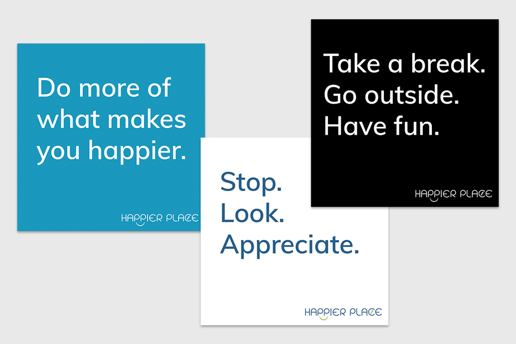 Get-Happier stickers quote - Happier Place