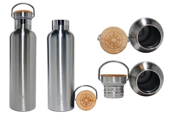 Happier Stainless Steel Bottle With Bamboo Top - Happier Place