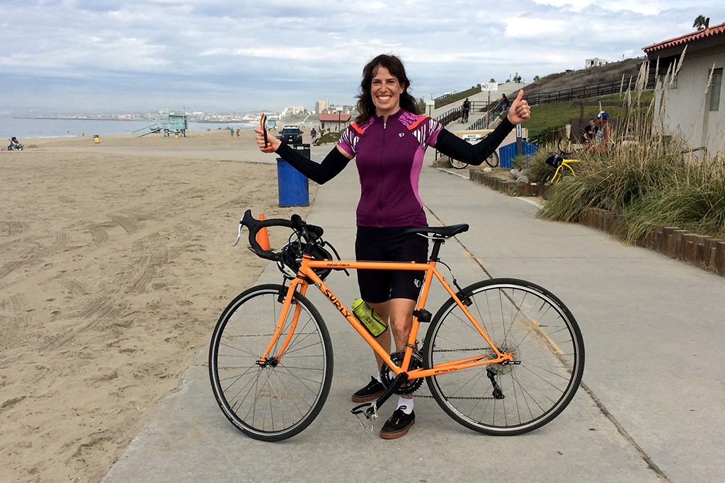 Painter Lisa Goldfarb on the Santa Monica bike path - a Happier Place