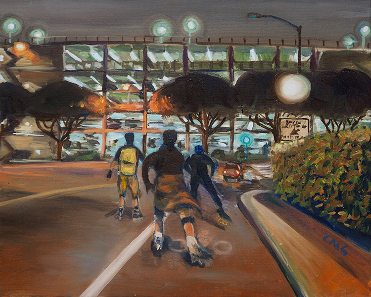 LA Friday Night Skaters - Painting by Lisa Goldfarb - Happier Place