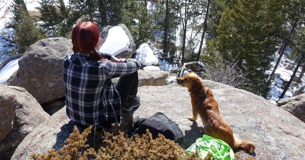 The Importance of Having a #HappierPlace - like the hiking in the mountains with your dog.