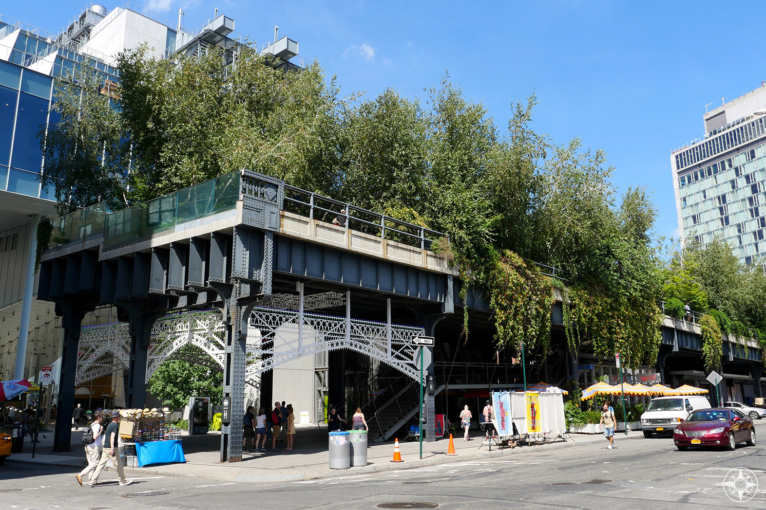 South end and entrance of The High Line at Gansevoort Street in the Meatpacking District.