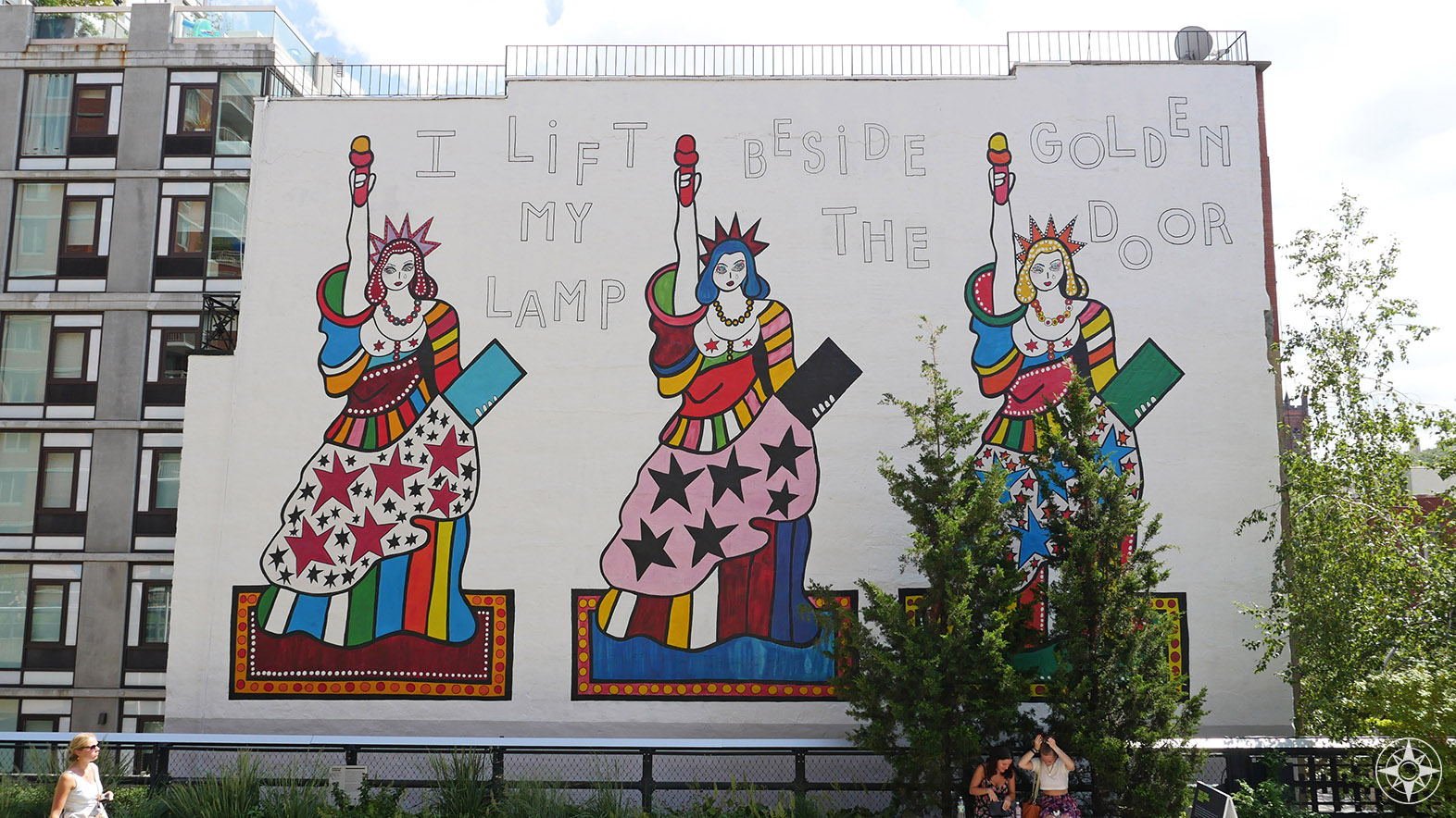 "I Lift My Lamp Beside the Golden Door" Mural by Berlin-based artist Dorothy Iannone - at 22nd Street.