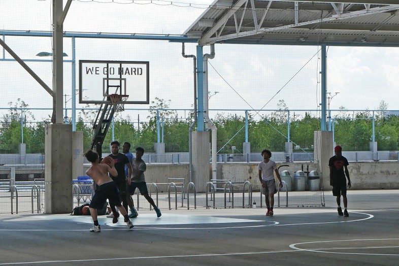 Brooklyn - We Go Hard. Basketball court on Pier 2 in Brooklyn Bridge Park.