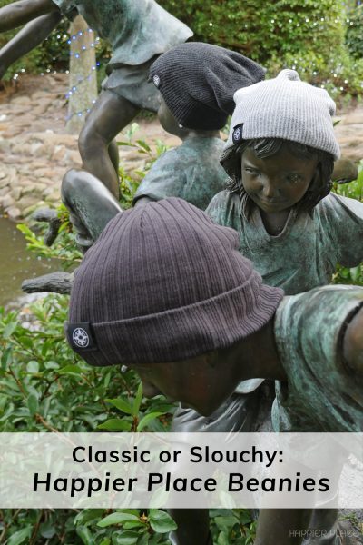 Happier Place Beanies - classic beanie and slouchy beanie - children sculpture Largo Central Park Florida