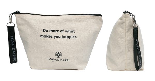 "Do more of what makes you happier" canvas always-ready bag - Happier Place - H014-BAG-HA