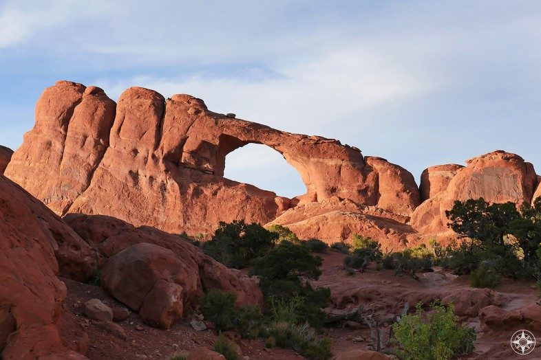 Skyline Arch along one of the easy trails in the Devils Garden section of Arches National Park.