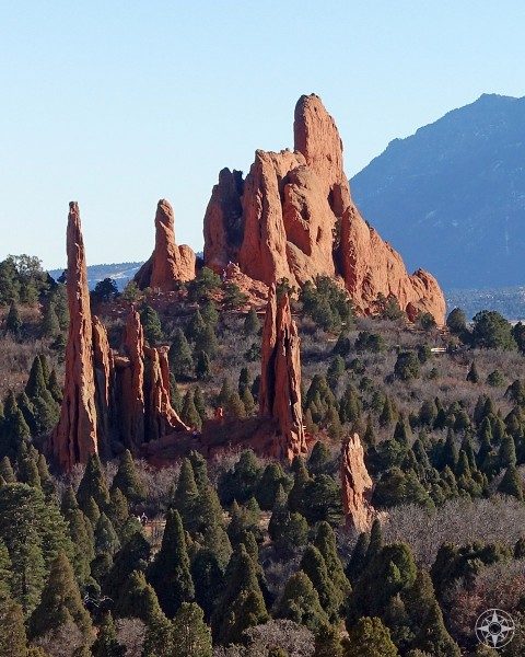 Cathedral Spires, Three Graces and the Sleeping Giant in Cathedral Valley, Garden of the Gods, Colorado Springs.