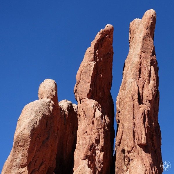 The Top of the red rock formation Three Graces in Garden of the Gods, Colorado.