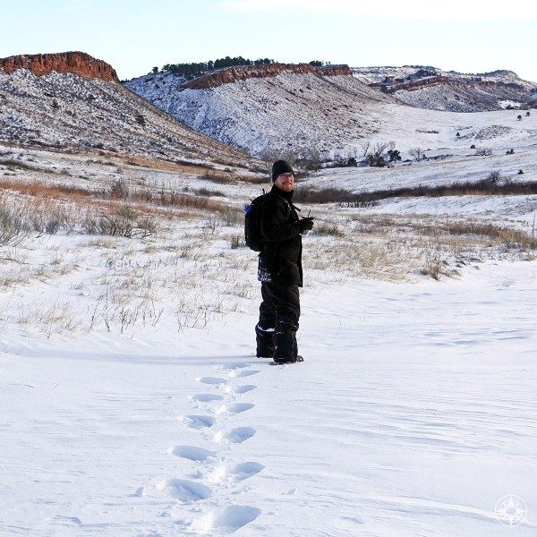 Scott forging ahead on a mellow snowshoeing trip into Lory State Park, Colorado.