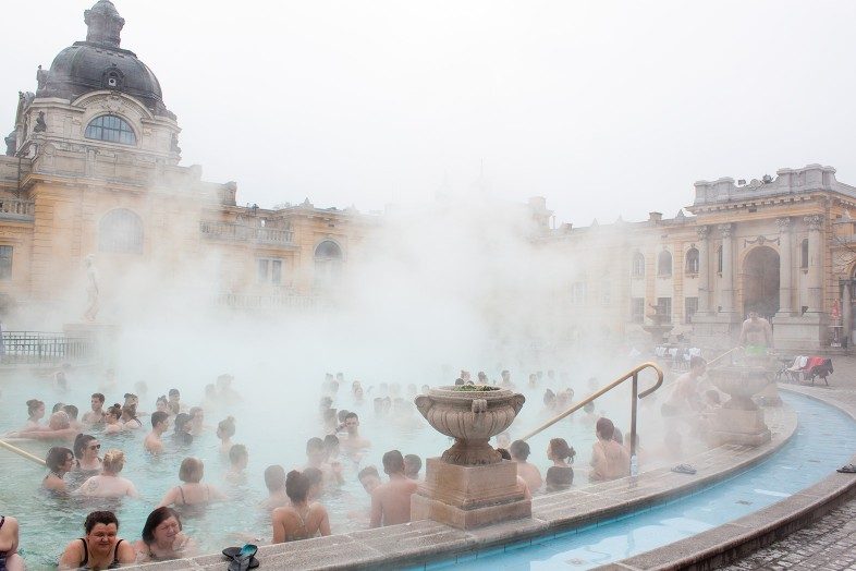 Széchenyi thermal bath Budapest steam people