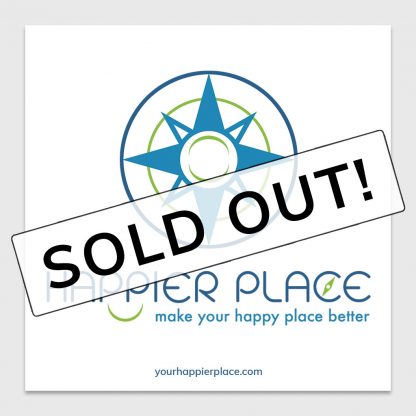 Happier Place logo sticker on white