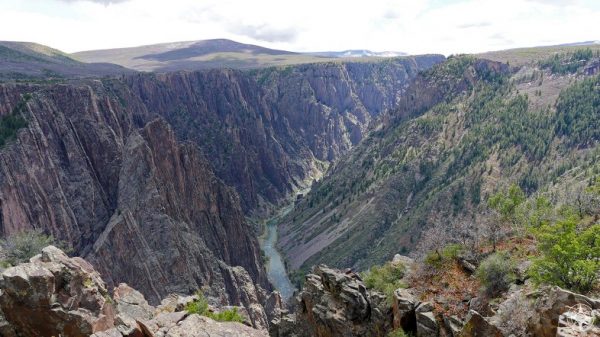 View of Gunnison River flowing through the Black Canyon - seen from Pulpit Rock Overlook