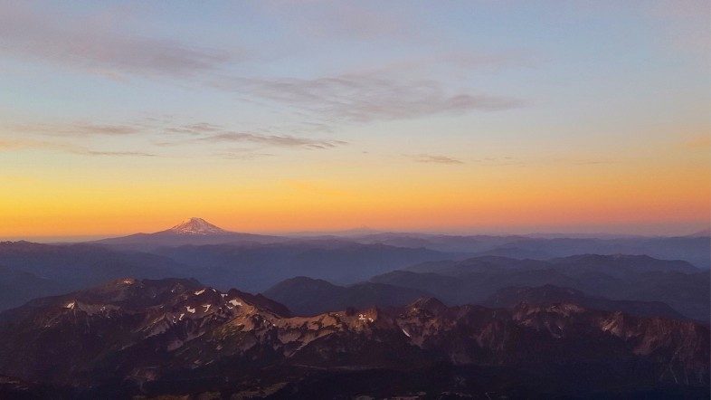 Mount Rainier seen from Camp Muir during Magic Hour