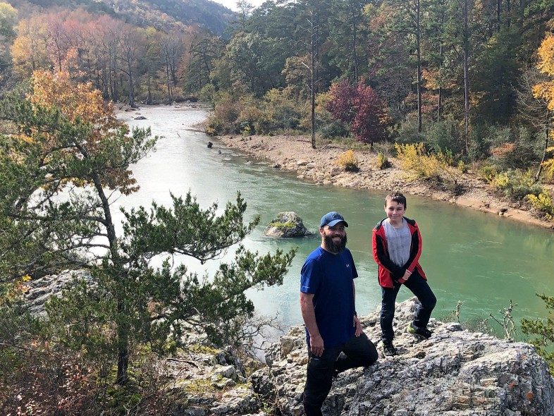 Father and son on the Eagle Loop Trail in Arkansas - Jake Gray - HappierPlace