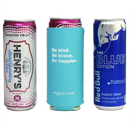 Happier Place Be Kind Slim Can Cooler fits Henry's Hard Sparkling Water and Red Bull Edition and all other 12 oz slim cans.