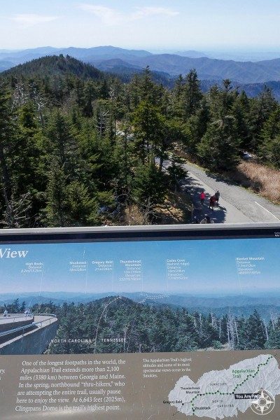 Appalachian Trail and Tennessee North Carolina state line seen from Clingmans Dome Tower
