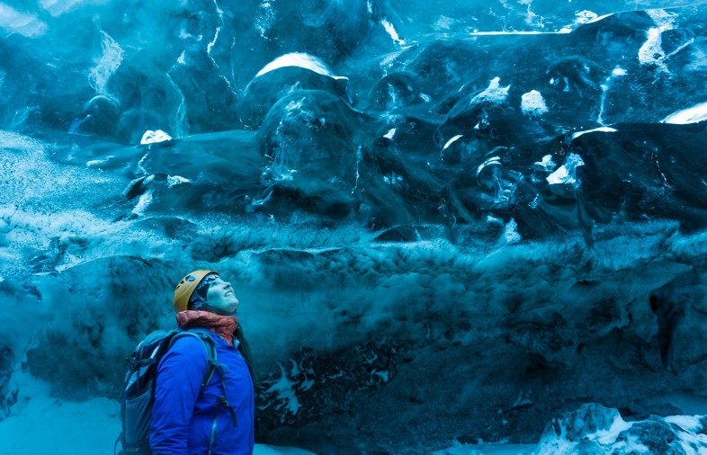 Taryn Eaton of Happiest Outdoors in Iceland ice cave