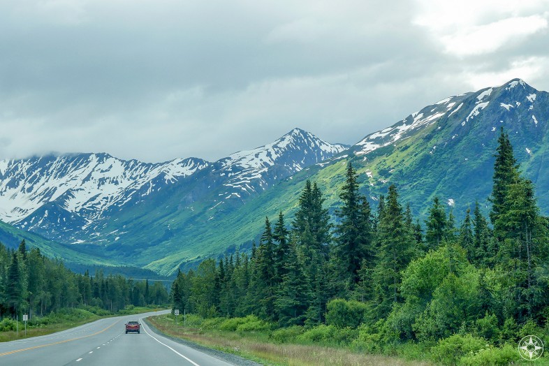 Highway Alaska Kenai Peninsula forest mountains