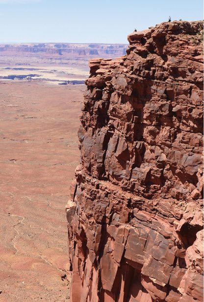 tiny people on high canyon wall, Island in the Sky, Canyonlands, national park, Utah, postcard