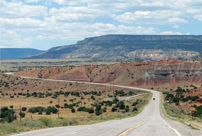 New Mexico road to Ghost Ranch, Abiquiu, made famous by Georgia O'Keeffe, Ansel Adams, roads postcards