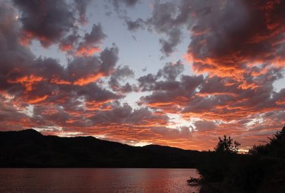 Sunset clouds over the lake, Horsetooth Reservoir, Colorado