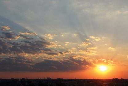 Sunset over Berlin, seen from Reichstag, Himmel ueber Berlin, Happier Place