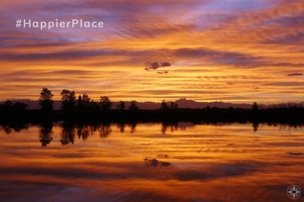 Instagram #HappierPlace August 2019 sunset reflection Colorado lake