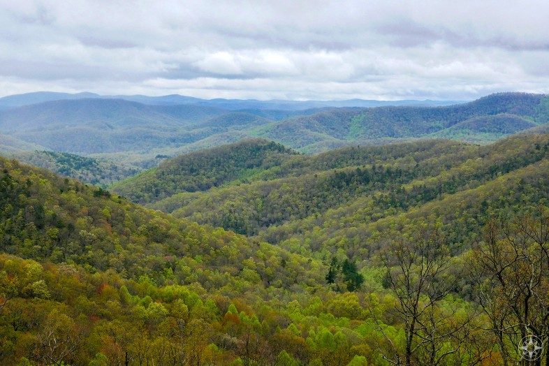 Colorful valleys and hills of the Blue Ridge Mountains
