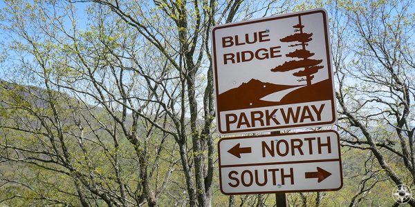 Blue Ridge Parkway, street sign, north, south, arrow, mountain