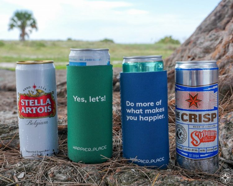 Coolie for slim beer cans, like Sixpoint Brewing, Stella Artois, yes let's, do more of what makes you happier, happier place