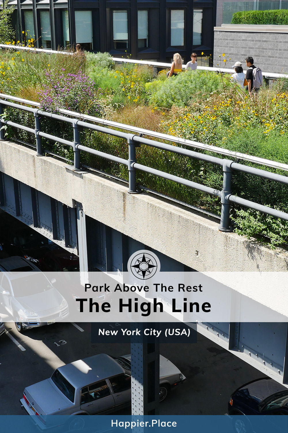 High Line Park above NYC streets and cars