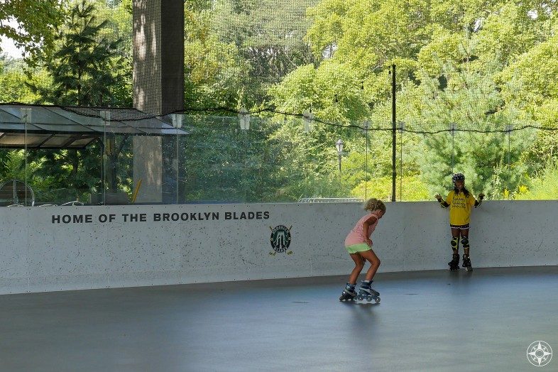 Home of the Brooklyn Blades, girls on rollerblades, LeFrak Center, Lakeside