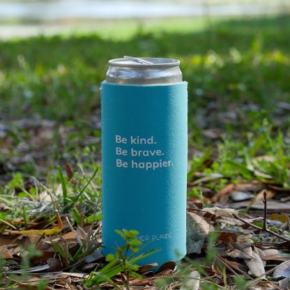 Happier Place - Be Kind Be Brave Be Happier - Slim Can Cooler, tropical blue, in nature