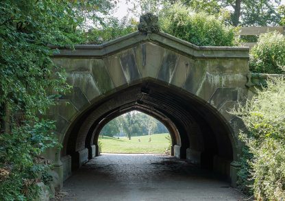 Tunnel Arch Bridge leading into Prospect Park, great lawn, Brooklyn, pic154: Prospect Park Arch, folded greeting card