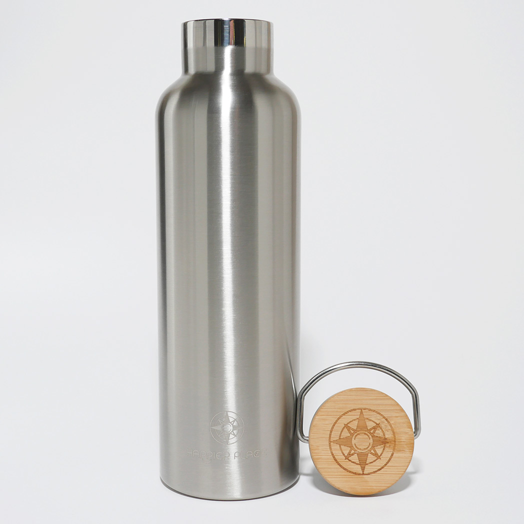 Happier Place Double Wall Vacuum Insulated Stainless Steel Bottle 750ml