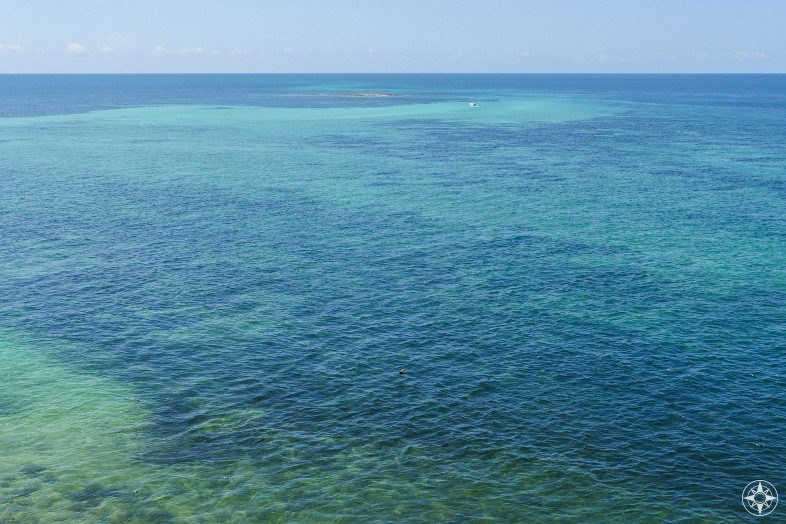 Boat approaching the tiny island that belongs to Bahia Honda State Park, The Keys, Florida
