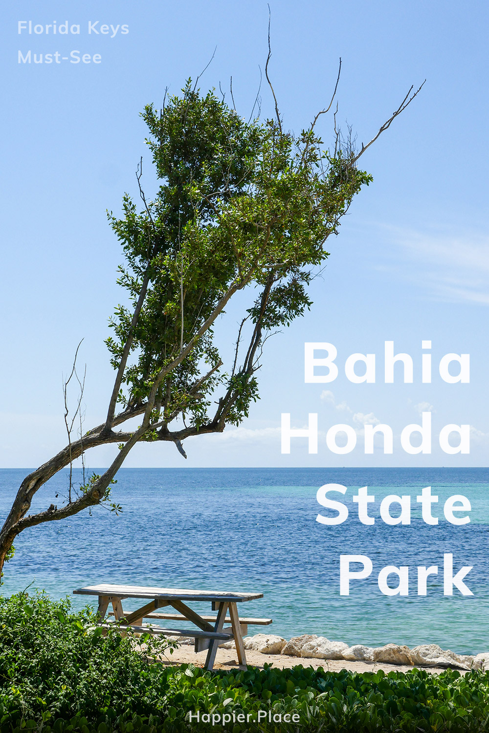 Bahia Honda State Park, Florida Keys, Must-See, beach bench in the shade of tree, picnic table 