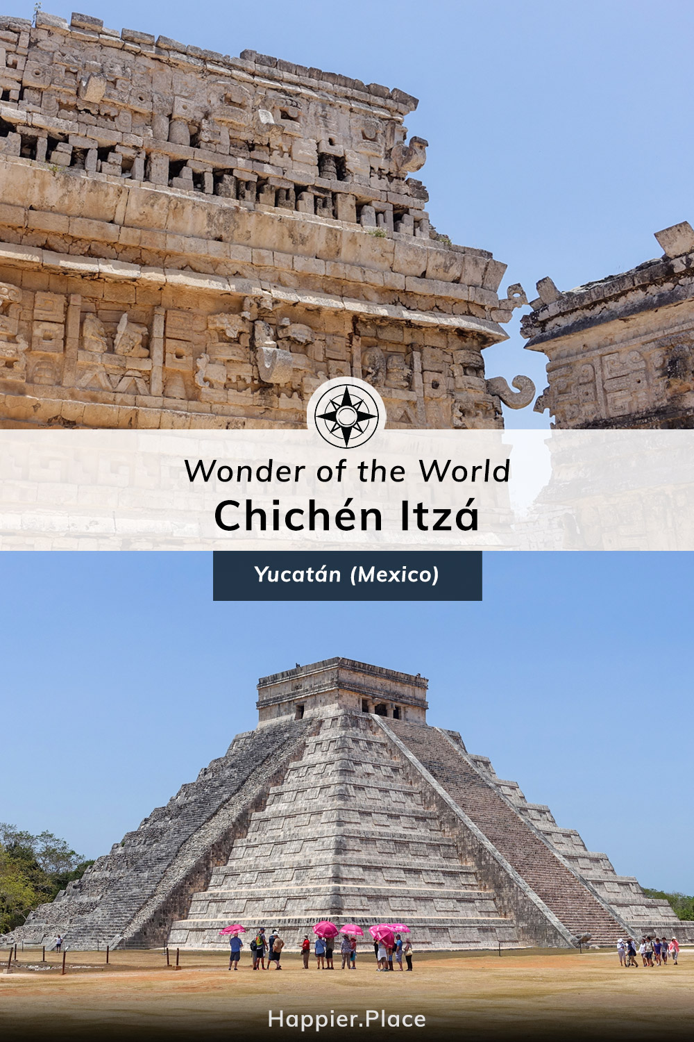 Wonder of the World, Chichen Itza pyramid El Castillo, Temple of Kukulkan, La Iglesia, Las Monjas Group, Yucatan, Mexico, Happier Place