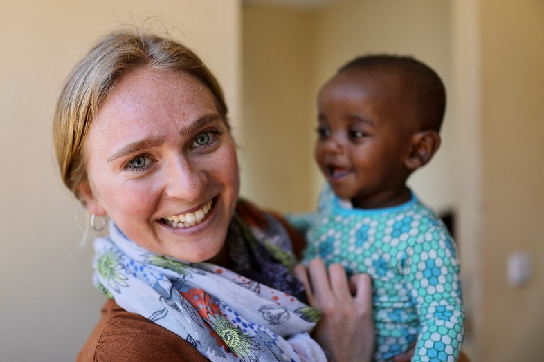Humanitarian Danielle Bogardus with Ethiopian orphan