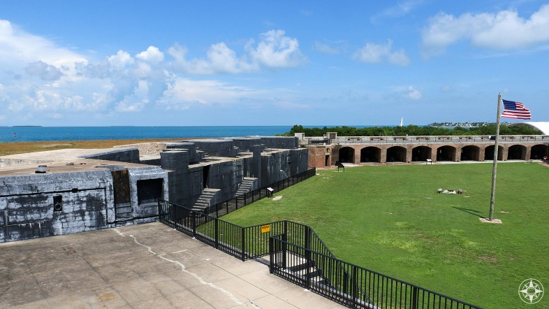 View from Fort Zachary Taylor of buildings and sea beyond