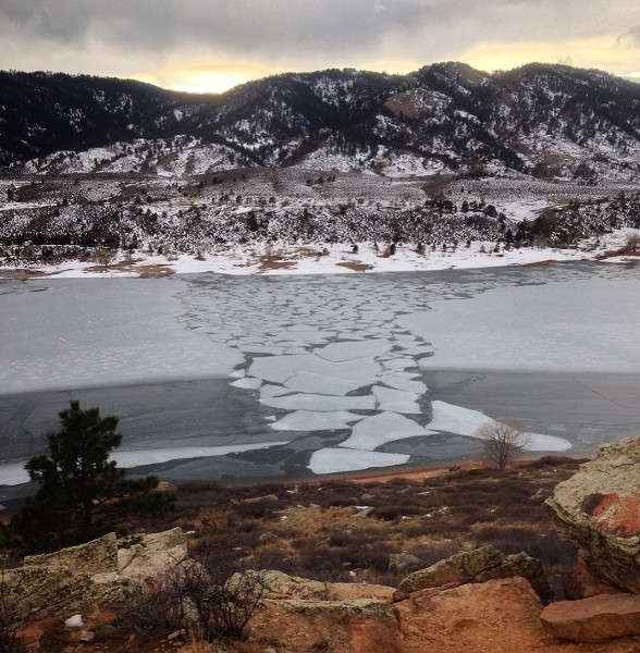 Ice on Horsetooth Reservoir - Colorado winter