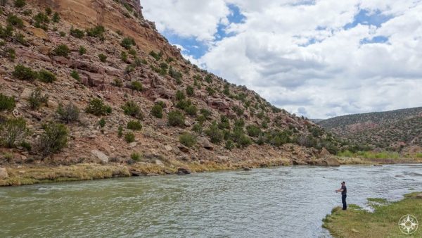fly-fishing at the Rio Chama just below the dam of the Abiquiú Reservoir.