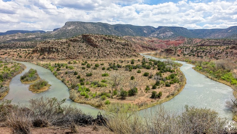 View of Rio Chama along the road from Abiquiu to Ghost Ranch, popular with Ansel Adams and Georgia O'Keeffe
