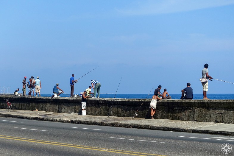 Fishing from the Malecón Seawall, Malecon, Havana, Cuba
