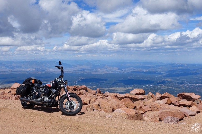 Harley motorcycle bike on the summit ofPikes Peak, Colorado