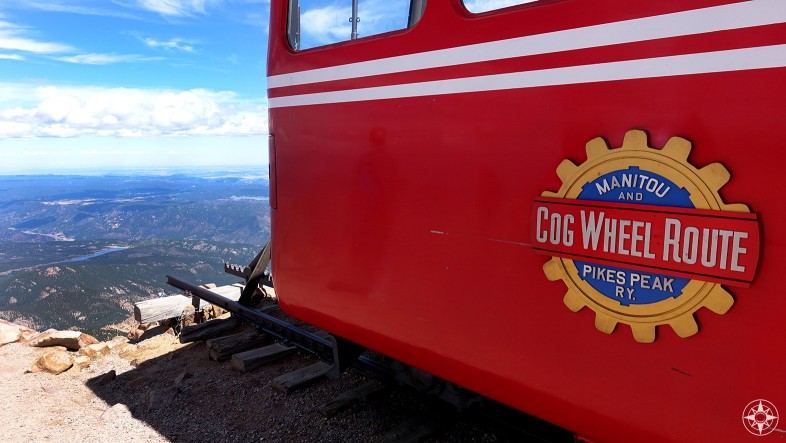 Manitou - Pikes Peak Cog Wheel Railroad car at the end of the line on the mountain top