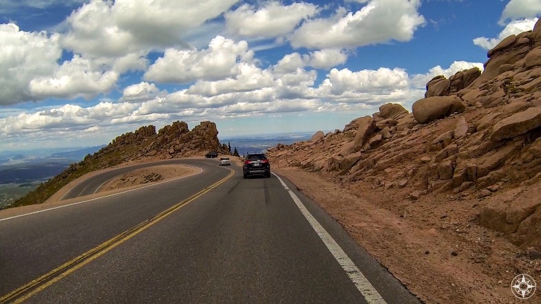One of those infamous hairpin turns on the way back down Pikes Peak Highway.