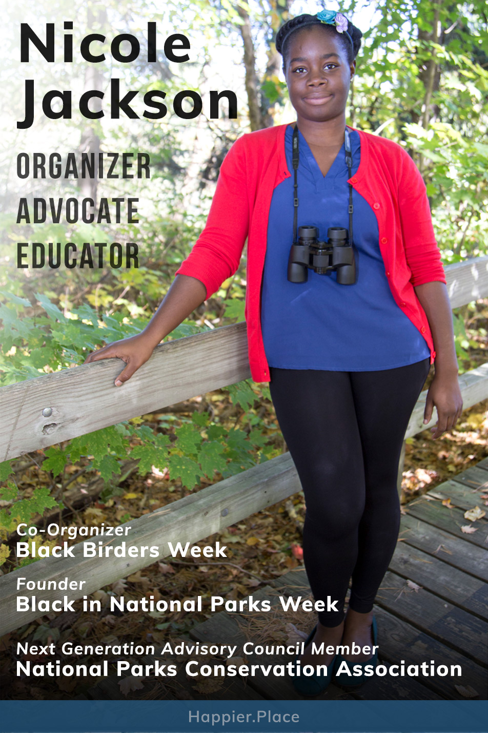 Founder of Black in National Parks Week, co-organizer of Black Birders Week, National Parks Conservation Association advisory council member Nicole Jackson