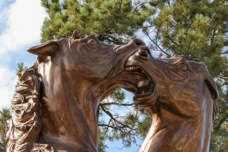 Fighting Stallions sculpture by Korczak Ziolkowski on the Crazy Horse Memorial Campus. 